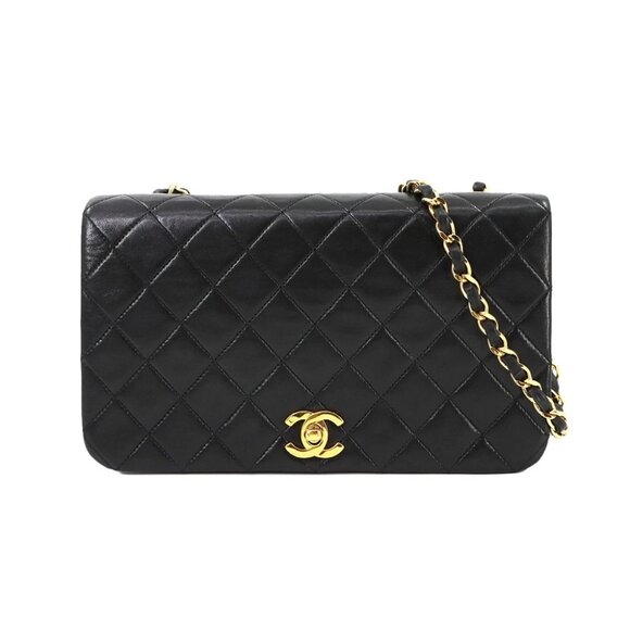 CHANEL Matelasse Chain Shoulder Bag Leather Black Vintage Purse 90279057 - Picture 1 of 11